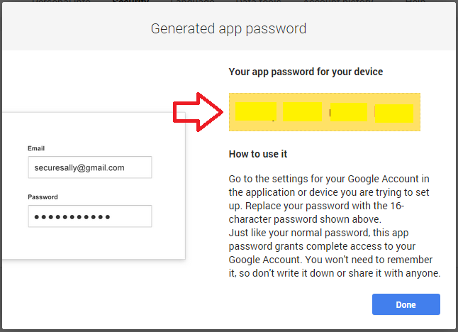 generated app password