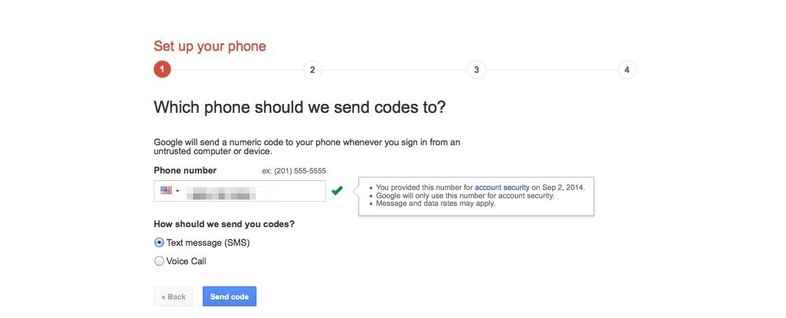 google phone code